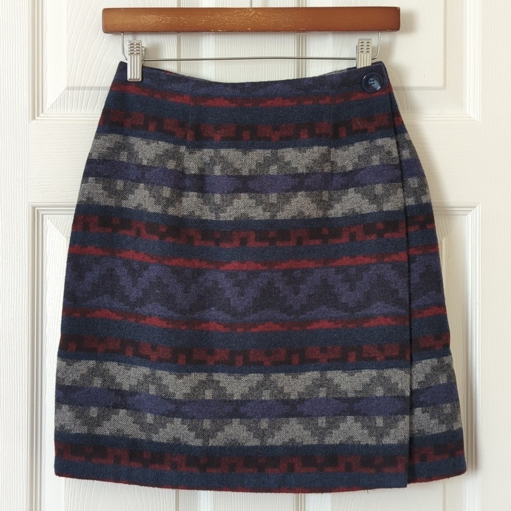 New York Clothing Co. 80's Vintage Union Made Aztec Wool Blend Mini Wrap Skirt 4